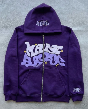 Printed Black Zip Hoodie