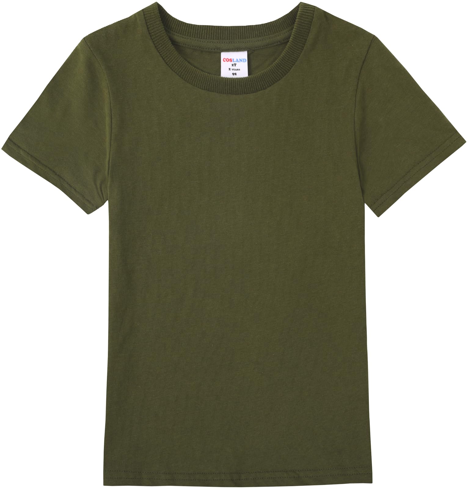 COSLAND Boys T-Shirts Short Sleeve Tee Shirts Crew Neck Cotton Kids Shirts 4T Army Green