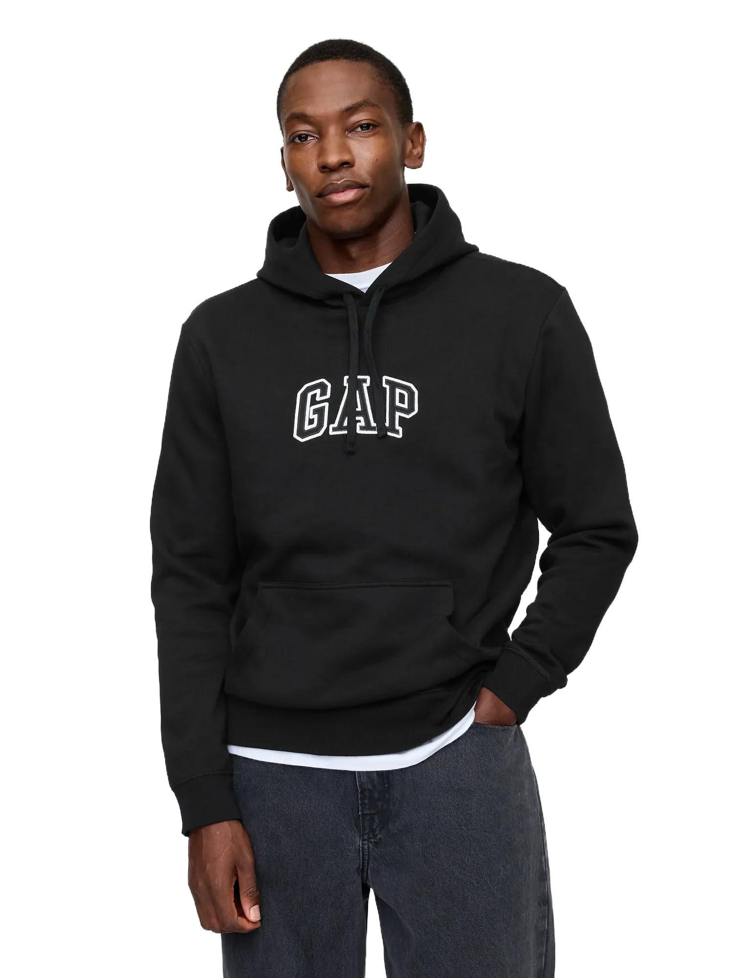 GAP mens Logo Pullover Hoodie Black S