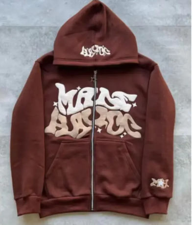 Printed Black Zip Hoodie